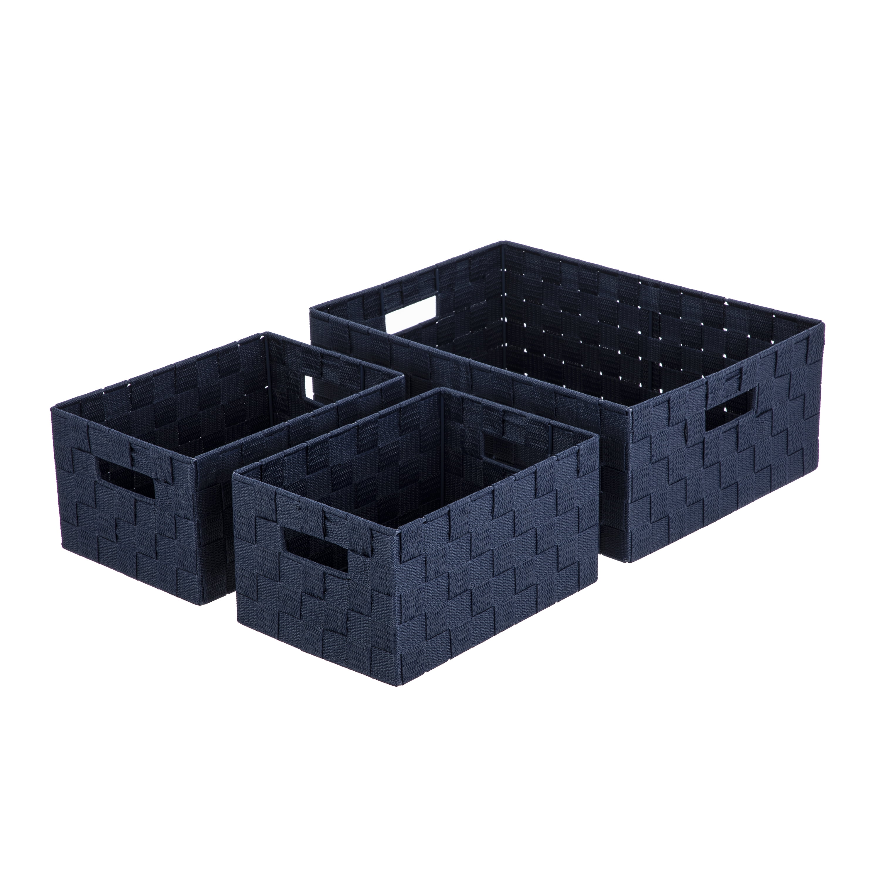 Mainstays Woven Nylon Storage Basket Set, Navy, 3-Pieces - Walmart.com