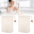 thumbnail image 3 of Natural Linen Soap Saver Bag, Exfoliating Soap Bag, Mesh Soap Bag, Soap Scrubber Pouch, Soap Foaming Mesh Bag, Exfoliating Soap Drawstring Pouch, Reusable Soap Storage Bag 4Pcs, 3 of 5