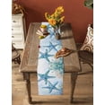 thumbnail image 4 of Hokiten Table Runners 120 Inches Long Dress Scarves, Teal Blue Coastal Coral Farmhouse Coffee/Dining/Kitchen Table Runner for Living Room, Summer Ocean Watercolor Starfish 13x120 Inch, 4 of 7