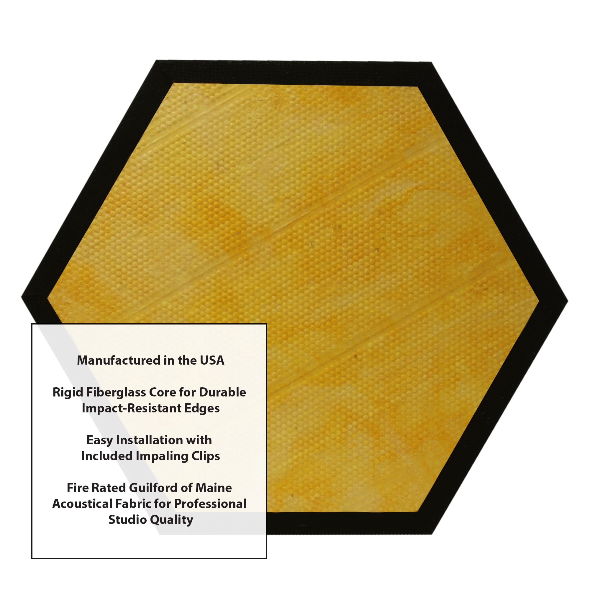 ATS Acoustics Hexagon Fire Rated Sound Absorbing Acoustic Panel 24" x 1" (Pitch)