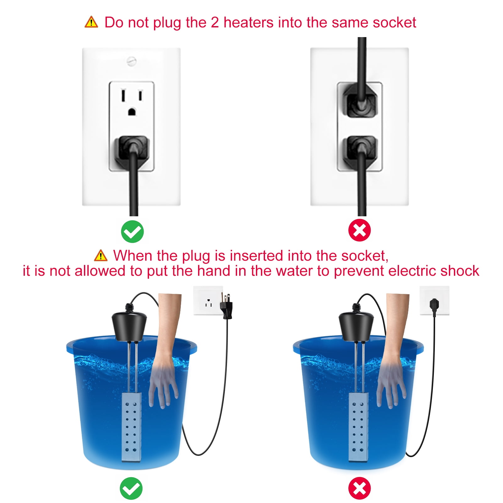 1500W Immersion Water Heater, Electric Fast Heating Rod Bucket Heater with  Timer for Home Travel Winter - Walmart.com