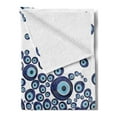 thumbnail image 2 of Evil Eye Soft Flannel Fleece Blanket, Culture Folkloric Luck Glass Look Beads Graphic on Plain Background, Cozy Plush for Indoor and Outdoor Use, 70" x 90", Dark Blue and Pale Blue, by Ambesonne, 2 of 5
