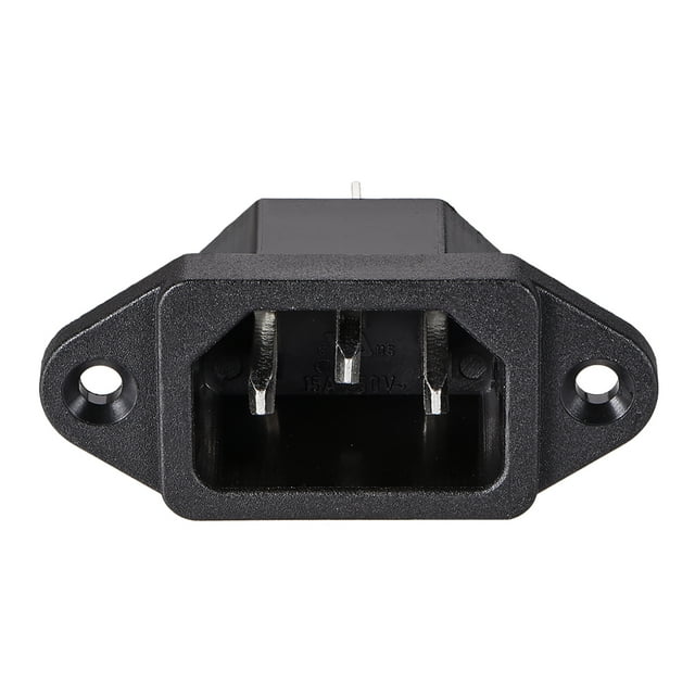Unique Bargains C14 Panel Mount Plug Adapter AC 250V 10A /5A 3 Pins IEC Inlet Module Plug Power Connector Socket Straight 2Pcs