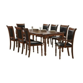 Roundhill Furniture Birmingham 9 Piece Butterfly Leaf Dining Table Set Walmart Com Walmart Com