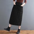 thumbnail image 4 of KHONTS Women's Elastic Waist Quilted Skirt Winter Warm Padded Quilted Midi Long Puffer Insulated Skirt with Pockets Black XL, 4 of 6