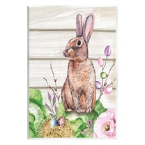 Stupell Spring Flower Garden Country Rabbit Holiday Painting Wall Plaque Unframed Art Print Wall Art