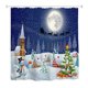 thumbnail image 1 of Cortina de ducha JAMW Navidad muñeco de nieve azul, 1 of 5