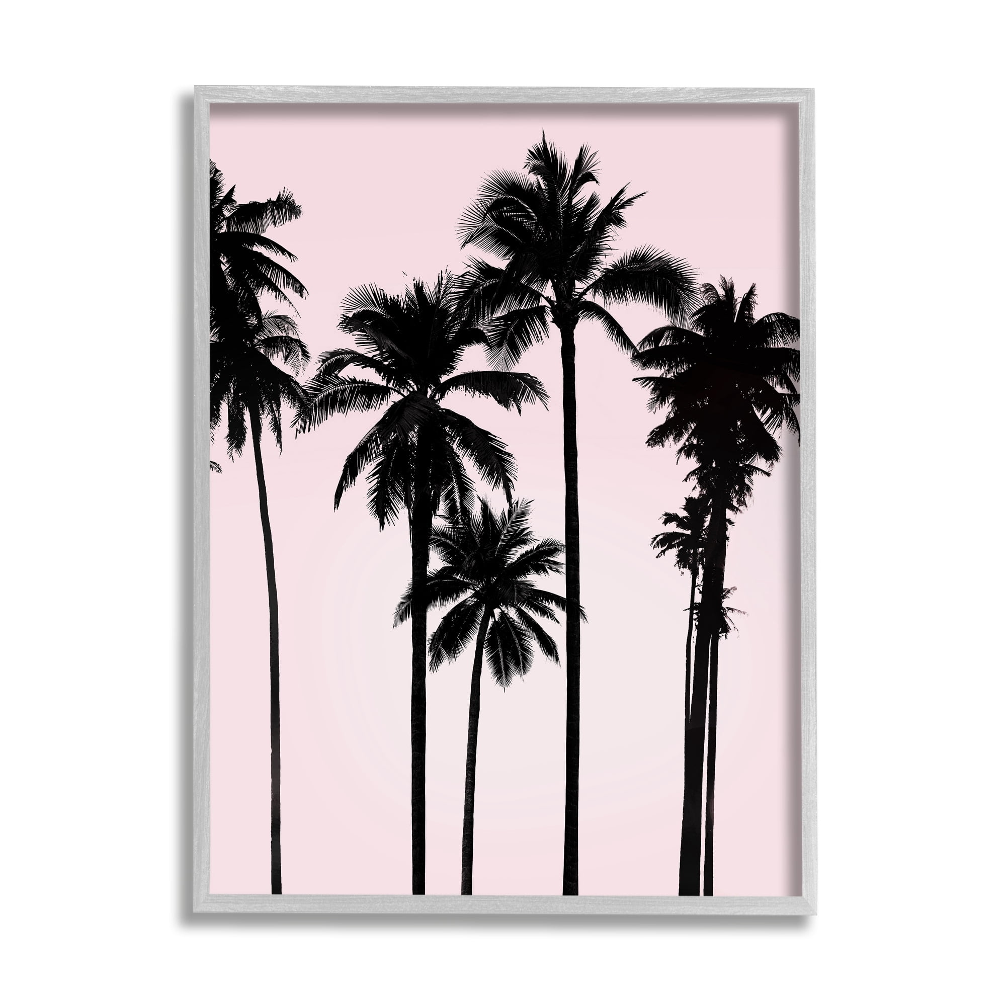 Stupell Industries Tall Palm Tree Silhouettes Soft Tropical Pink Sky, 24 x 30,Design by Mia Jensen