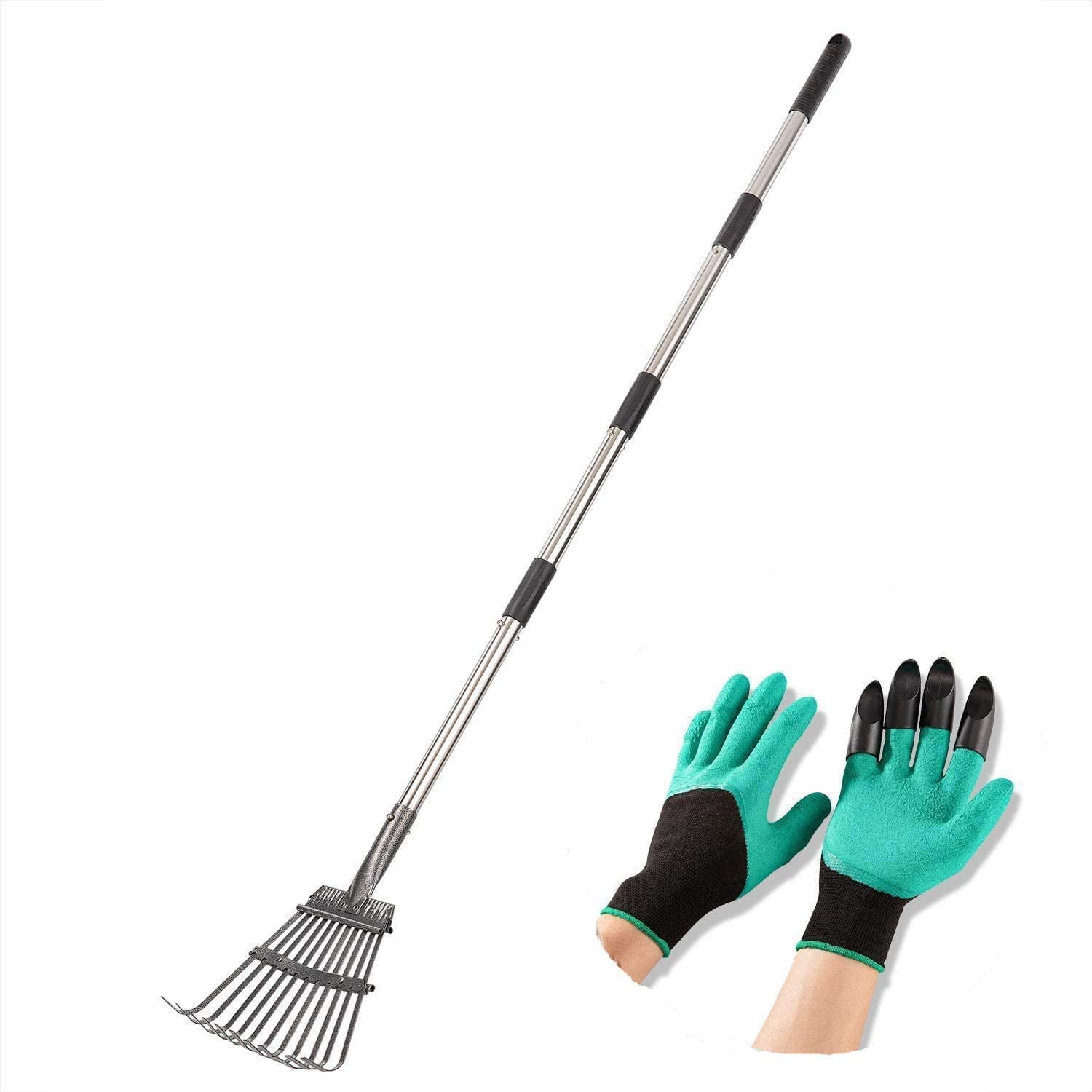 Rakes for Lawns Yangbaga Leaf Rake, 30.7”50”Adjustable Garden Rake 8.7