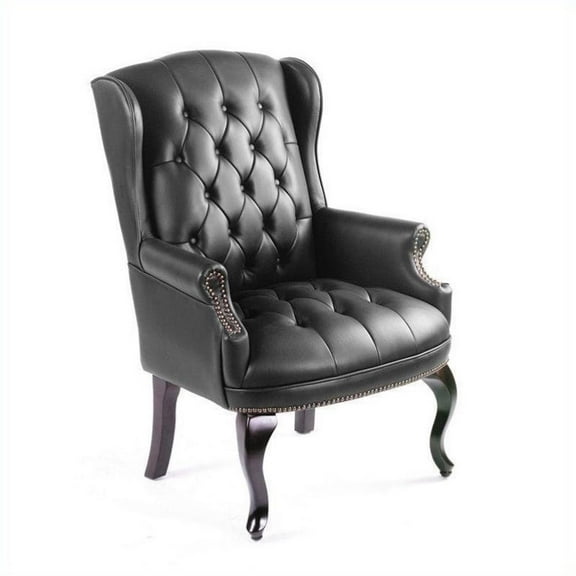 Boss Office Products Wingback Traditional Style Executive Guest Chair, Black