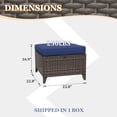 thumbnail image 4 of EAGLE PEAK Ocean Vista Set of 2 Patio Variated Brown Wicker Multipurpose Ottomans Outdoor Footrest Seat with Blue Cushions, 4 of 9