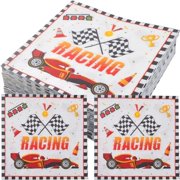 60pcs Race Car Paper Napkins Disposable Black White Checkered Flag F1 Racing Luncheon Dessert Napkin Tissues Supplies for Teenage Boys Racing Themed Party Favors Decorations