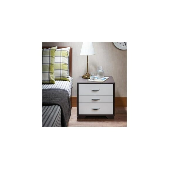 HomeStock Eclectic Escape Nightstand, White & Black