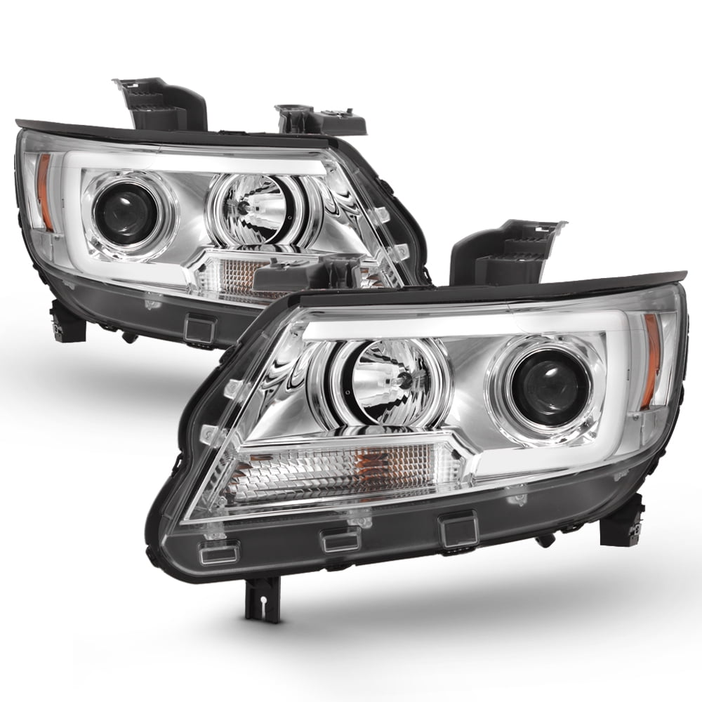 AKKON - For 2015-2022 Chevy Colorado Full LED Daytime Running Lamp Bar Projector Headlights Chrome Housing Clear Lens Set