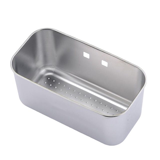 Wosthever Colador de fregadero multifunción: cesta de filtro extraíble Gran capacidad de carga Durabe inoxidable Organizadores de utensilios de cocina 304-plateado Versión básica