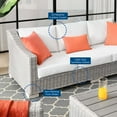 thumbnail image 3 of Lounge Sofa, Rattan, Wicker, Light Grey Gray White, Modern Contemporary Urban Design, Outdoor Patio Balcony Cafe Bistro Garden Furniture Hotel Hospitality, 3 of 8