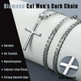 thumbnail image 3 of 925 Sterling Silver Cross Necklace Beveled Edge for Men Women 5mm Stainless Steel Diamond Cut Durable Cuban Link Curb Chain Crucifix Pendant Necklace Jewelry 16-30 Inches, 3 of 5