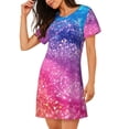 thumbnail image 2 of Kdxio Rainbow Glitter Cute Pattern Womens Short Sleeve Sleepshirt Scoopneck Cute Nightdress Ruffle Comfy Nightgown, 2 of 6
