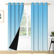 Nanqianyi Sky Blue White Ombre Blackout Curtains, 52 X 84 Inch Length Room Darkening Thermal Insulation Grommet Window Drapes for Living Room, 2 Panels