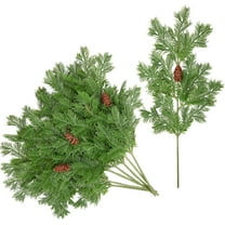 8 Pcs Large Artificial Pine Needles Branches- 16" x 7" Christmas Fake Greenery Pine Picks with Pinecone- Faux Pine Leaves Sprigs for Christmas Garland Wreath & Home Garden Decoration