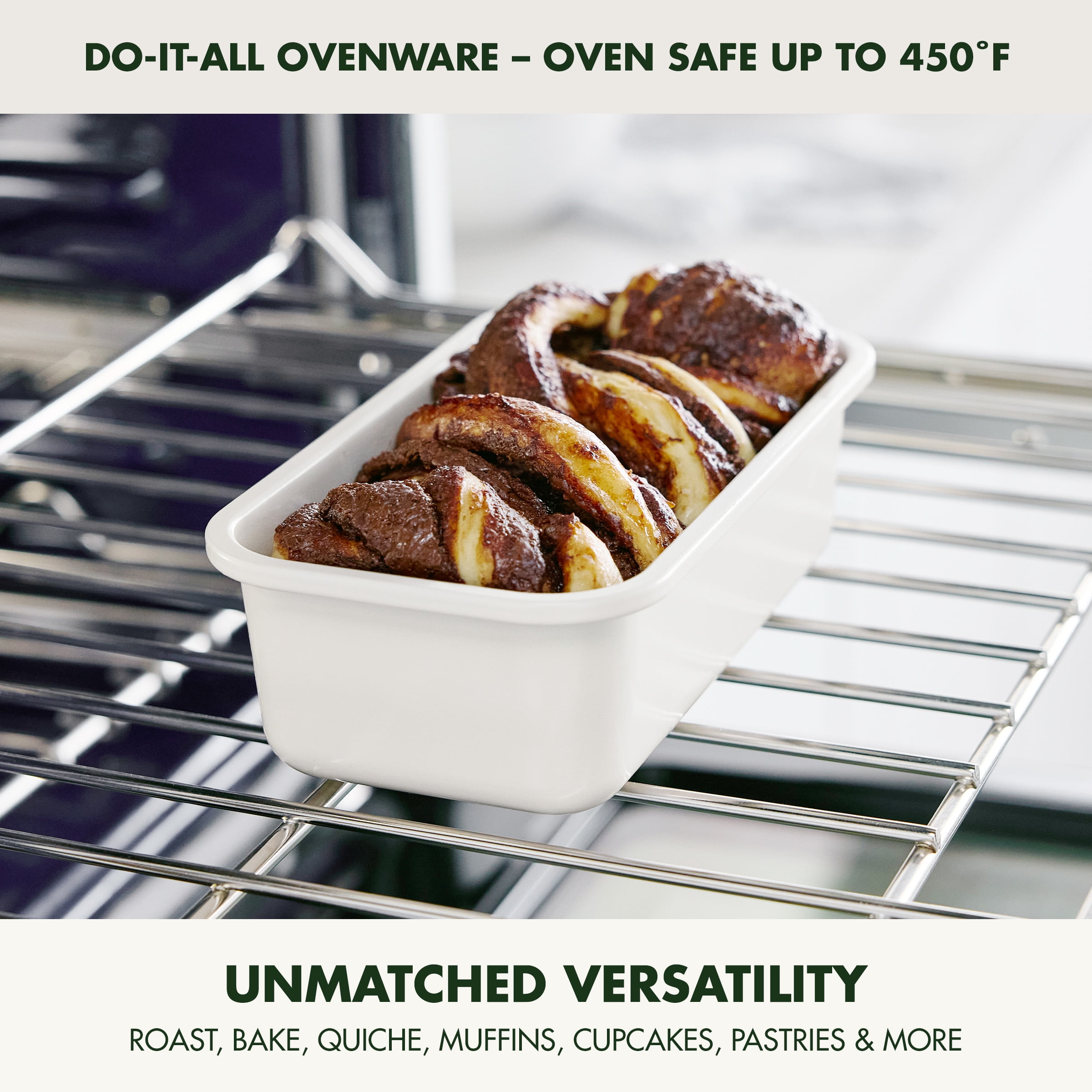 GreenPan 9" Ceramic Nonstick Loaf Pan, Non-Toxic, Easy Release, Cream