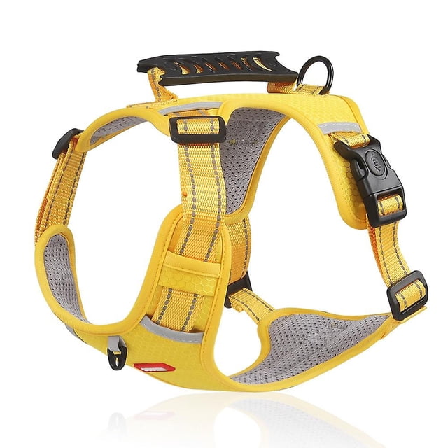 DUOMM HT-524 Arnés de seguridad reflectante para perros y mascotas, transpirable, con asa de control, talla S, amarillo