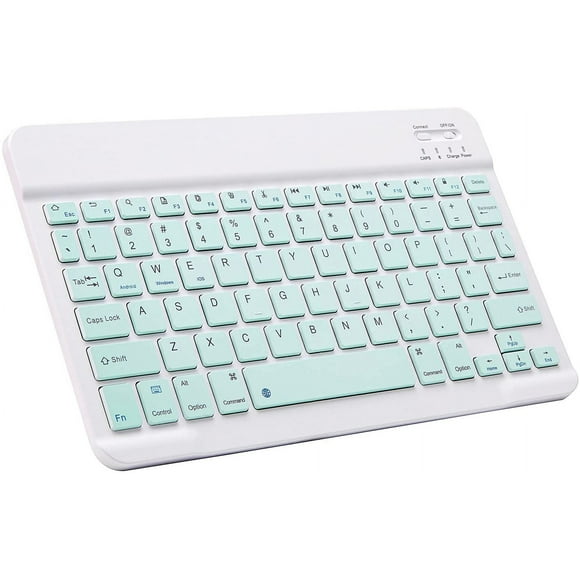 Hongkaii Ultra-Slim Bluetooth Keyboard Portable Mini Wireless Keyboard Rechargeable for Apple iPad iPhone Samsung Tablet Phone Smartphone iOS Android Windows (10 inch Light Green) DZ#422-8313
