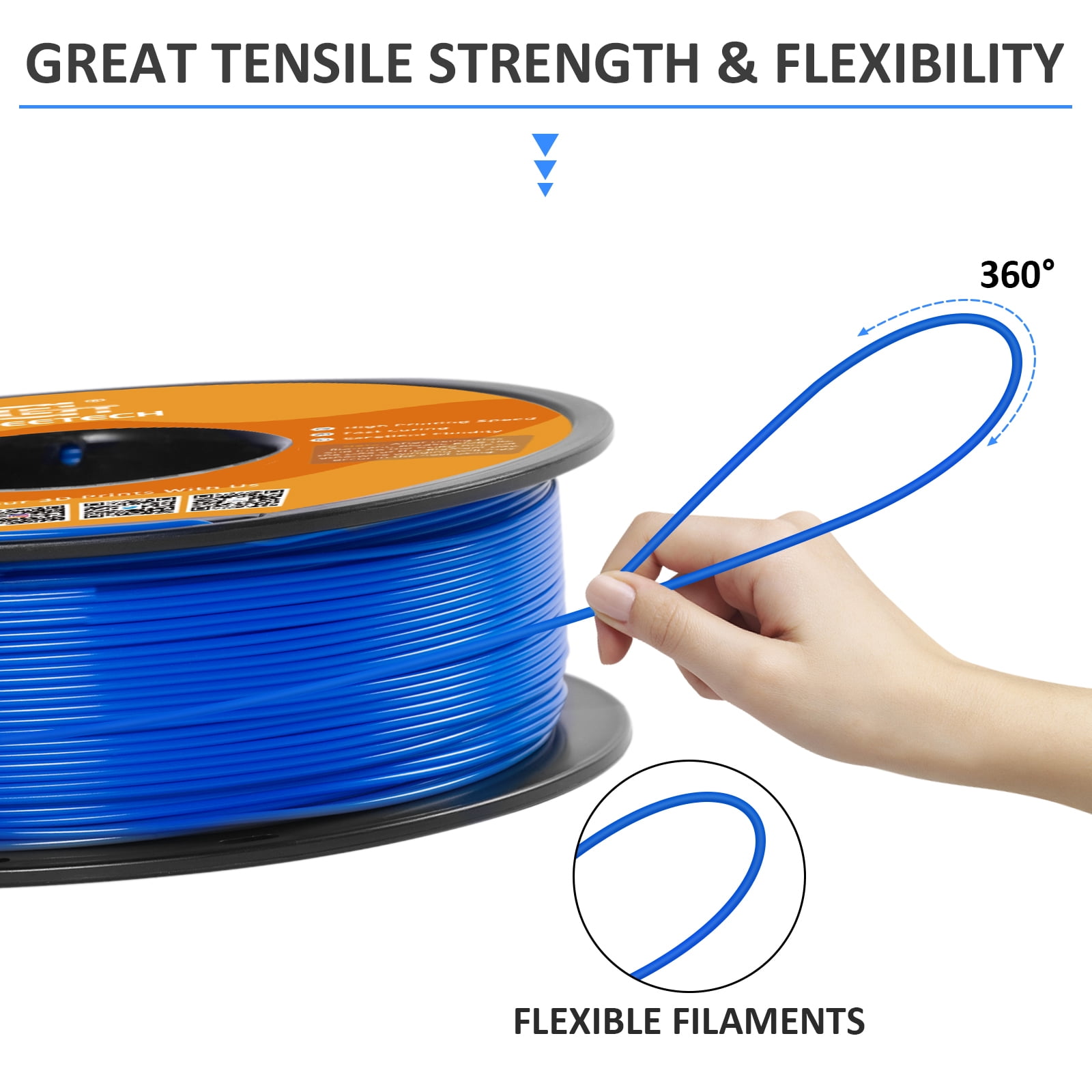Geeetech 1.75mm PLA 3D Printer Filament, 10kg Spool (22lbs), Dimensional Accuracy +/- 0.03mm,Blue