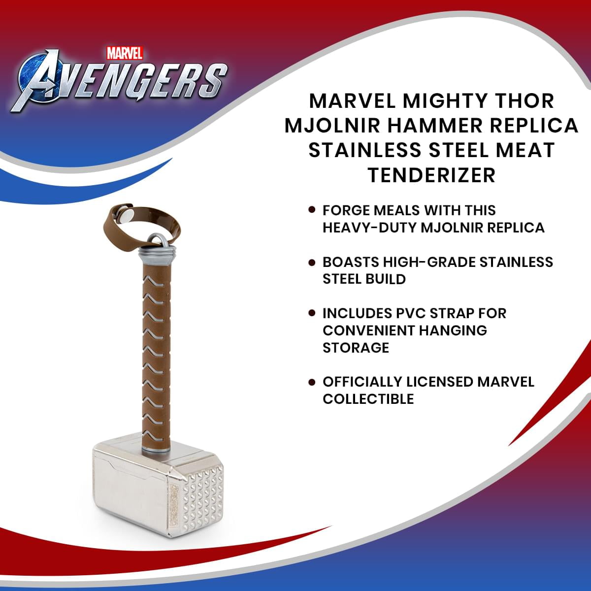Ukonic Marvel Mighty Thor Mjolnir Hammer Replica Stainless Steel Meat  Tenderizer : Target