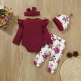 thumbnail image 4 of BULLPIANO Infant Baby Girl Romper Pants Headband Hat Clothes Outfit Set 12-18 Months, 4 of 12