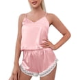 thumbnail image 1 of Gibobby Pijamas Mujer Verano Sexy Pijamas Camisón para mujer, lencería de satén, lencería Sexy, camisón, conjuntos de dormir, ropa de dormir Sexy, conjuntos de pijama(Rosa,G), 1 of 5