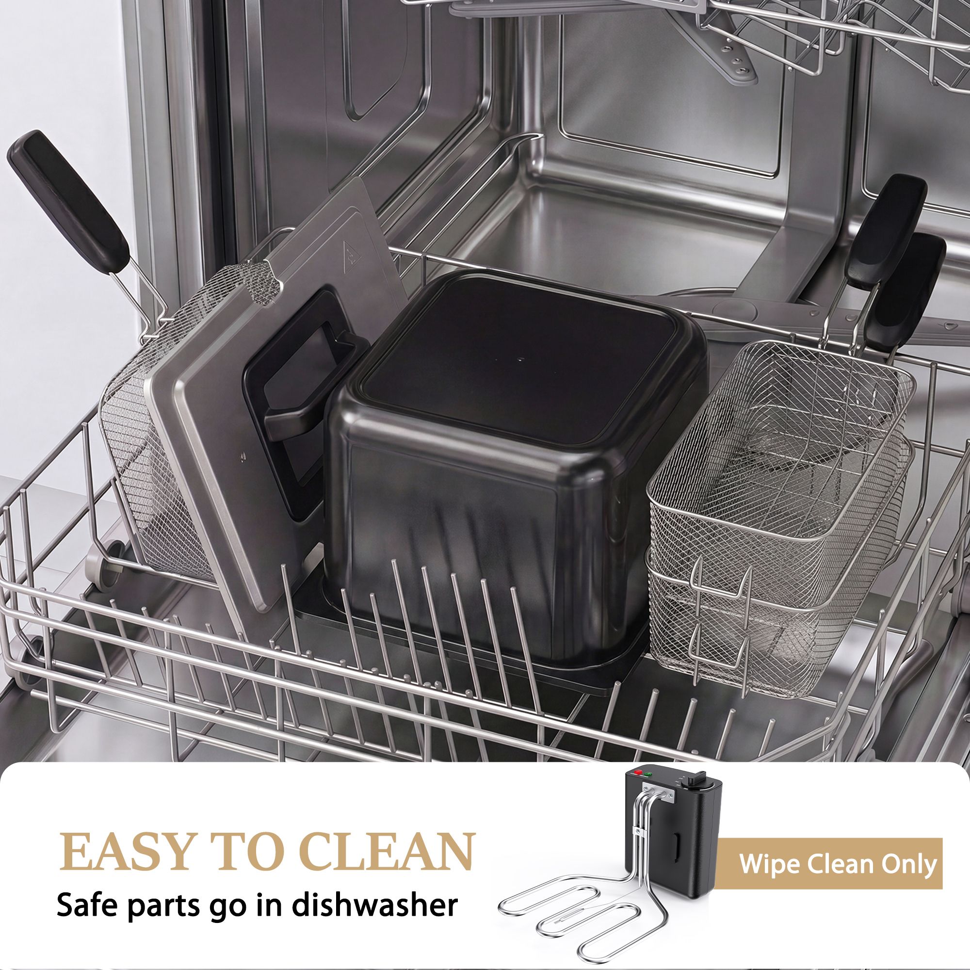 Gianna 5L Deep Fryer with Basket for Home Use with 3 Frying Baskets, 1500W, Deep Fryer with Oil Filtration, Temp Control