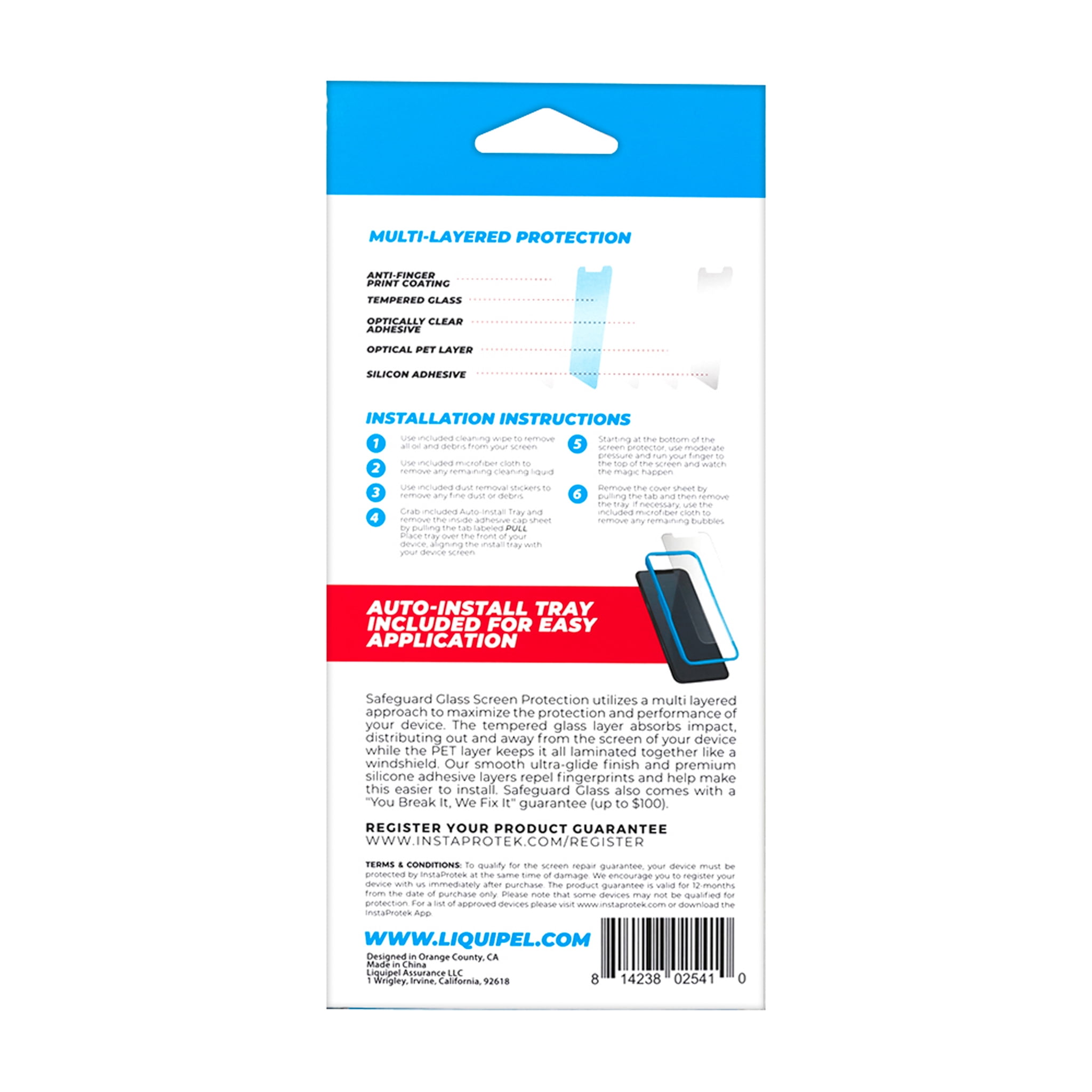 Liquipel Safeguard Glass Screen Protection, iPhone 12 Mini, with Application Tray