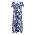 thumbnail image 4 of Viikei Womens Dresses Plus Size Summer,Women's Party Short Sleeve Dress,Women's Flower Printing Casual Short Sleeve Crewneck Dress Casual Flowy Tiered Maxi Beach Dress Blue L, 4 of 6