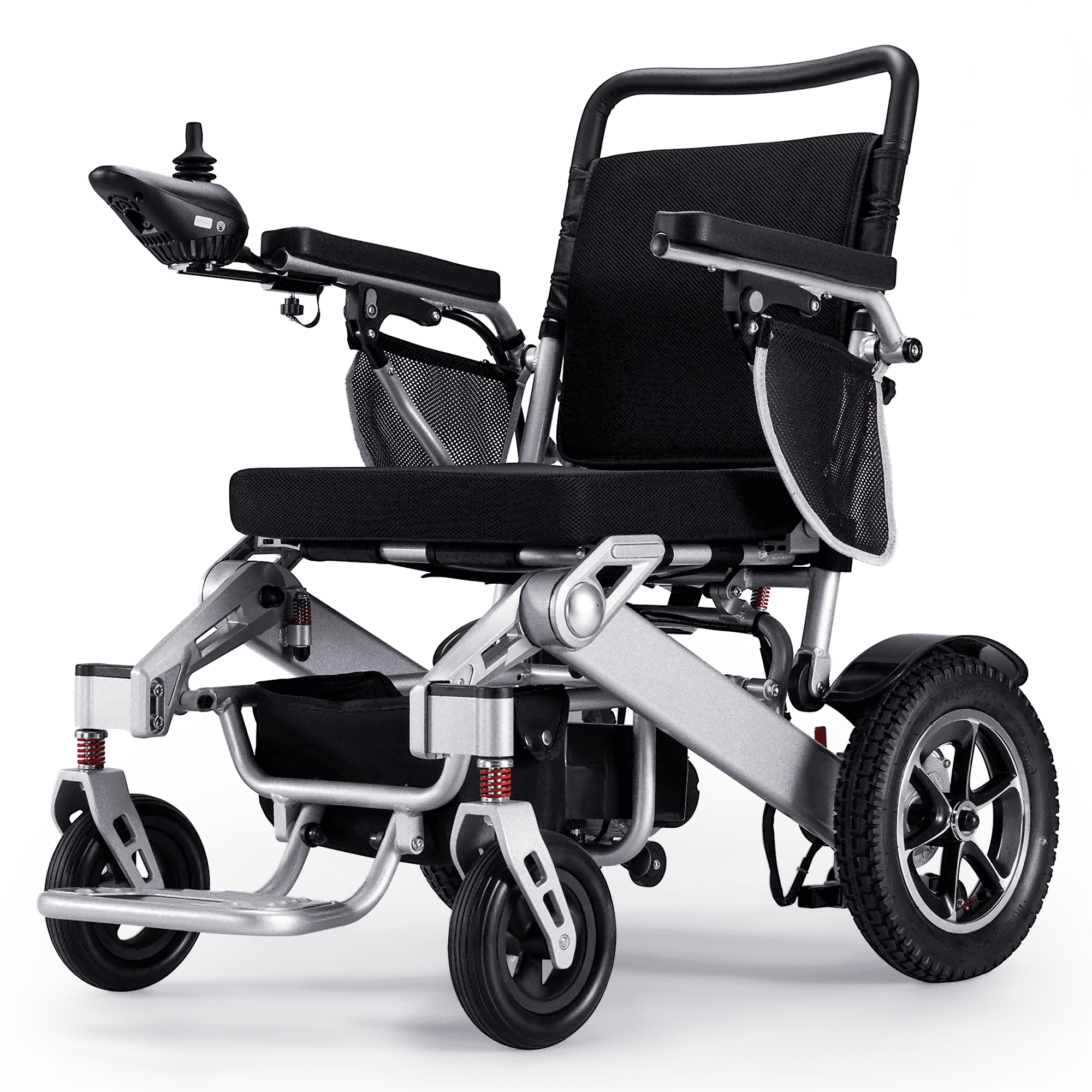 Morrean Electric Wheelchairs for Adults Seniors,Foldable Motorized Wheelchair,All Terrain,Up to 300lbs,500W Motors,25 Miles Range,Black Silver