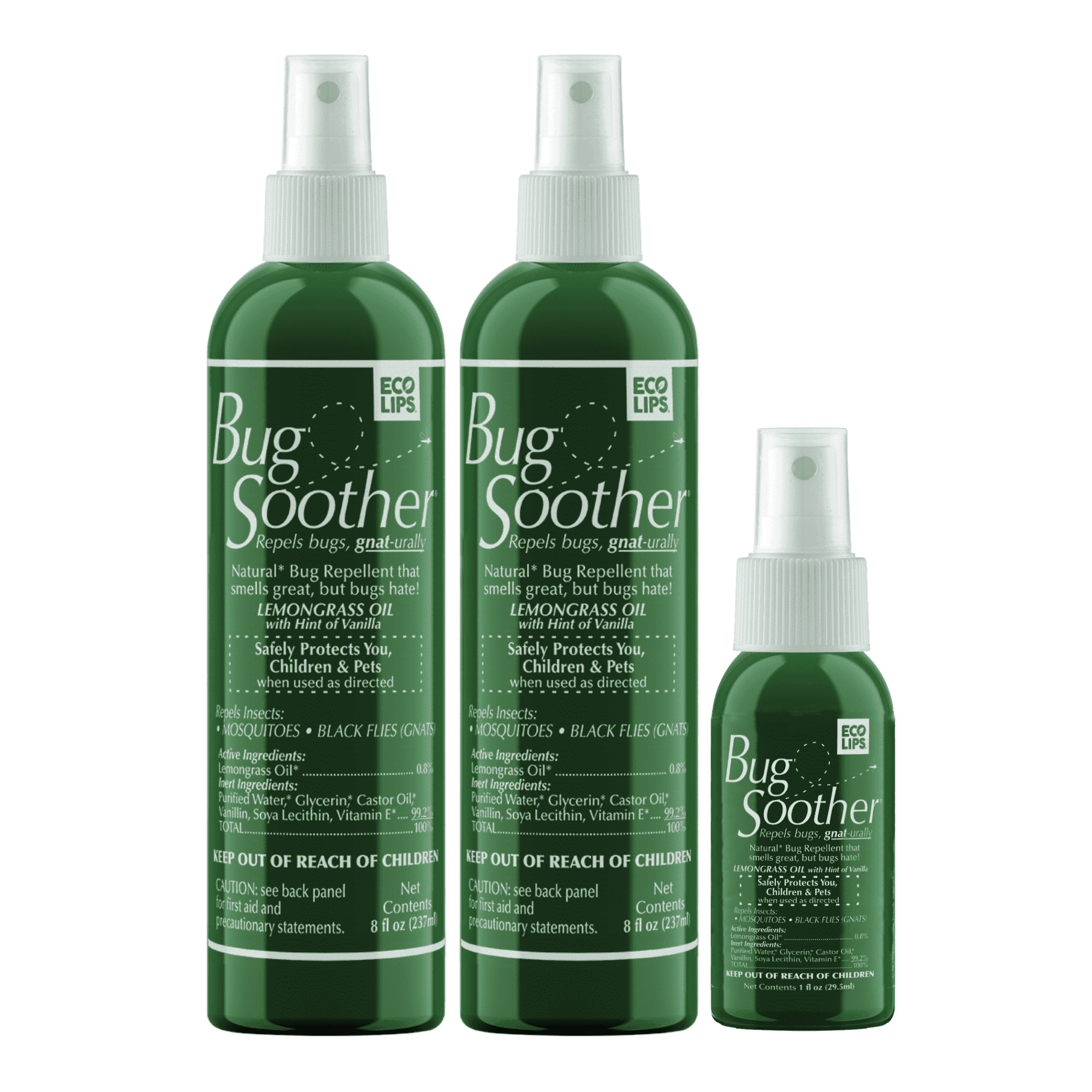 Bug Soother Natural Insect, Gnat & Mosquito Repellent Spray - Family Outdoor Use, Kids Safe, 2 Pack (8 oz Bottles)