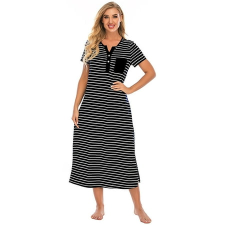

FEREMO Plus Size Long Sleep Shirt Sleepwear Womens Dress for Women