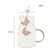 thumbnail image 2 of Vasos transparentes con mariposa rosa en 3D, vaso de vidrio borosilicato de 15 oz con tapa y pajita for bebidas frías o calientes., 2 of 6