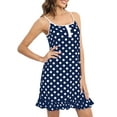thumbnail image 5 of WBQ Women's Nightgown Sleeveless Polka Dot Sleepshirts Button Loungewear House Dress Soft Comfy Nightshirt Henley Nightdress, Dark Blue M, 5 of 9
