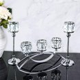 thumbnail image 2 of 3 Arms Crystal Candle Holders, Arch Candlestick Table Candelabras Centerpieces for Wedding, Dinning Room, Cabinet Ornaments, Home Decoration， Gift (3-arm Arched Set, Silver), 2 of 6