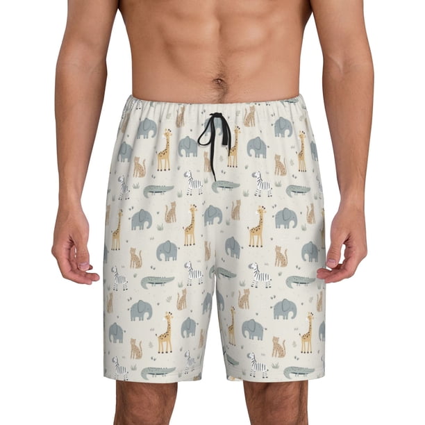 Fotbe African Animals Pantalones Cortos de Pijama para Hombre, Ropa de Dormir, Pantalones de Pijama Cortos para Hombre-4X-Large