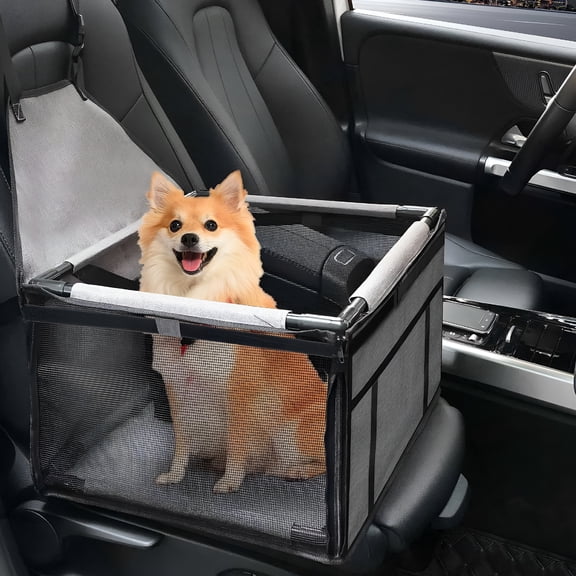 XIBUFE Dog Car Seats for Small and Medium Dogs,Portable Puppy/Pet Car Booster Seat with Clip-On Leash and Mesh Window for Pet Up to 20 Lbs