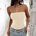 thumbnail image 4 of WTXUE Womens Strapless Tube Tops Basic Tee Shirts Sleeveless Bandeau Going Out Crop Tops Slim Fit Tee Tops Tank Casual Short Shirts Tight Shirts Summer Outfits Beige L, 4 of 6