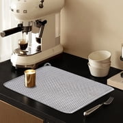 FXMLRLK 1 Pack Microfiber Dish Drying Mat, Absorbent Kitchen Counter Mat, Dish Drying Pad for Dishes, Utensils, Pots and Pans,14.96 x 19.69 Light Gray