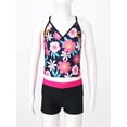 thumbnail image 5 of TiaoBug Kids Big Girls 3 Pieces Bathing Suit Floral Printed Tankini Swimsuit Boyshort Swimwear Beachwear Red Floral 10, 5 of 7