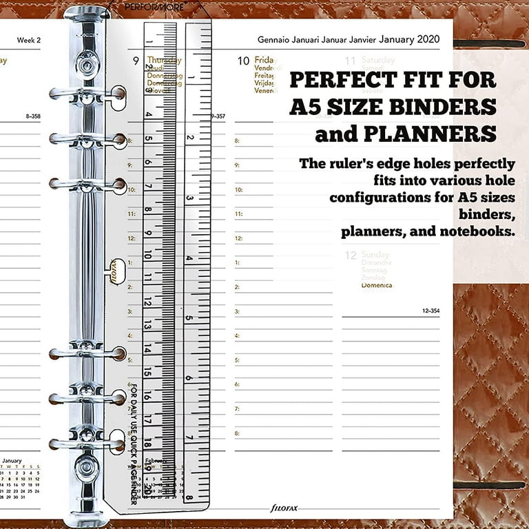 2 Pack A4 4 Holes Page Marker Ruler Plastic Binder Ruler Divider Ruler