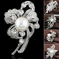 thumbnail image 4 of New Bridal Bouquet Rhinestone Crystal Brooch Pin Silver Pearl Brooches Flower, 4 of 8