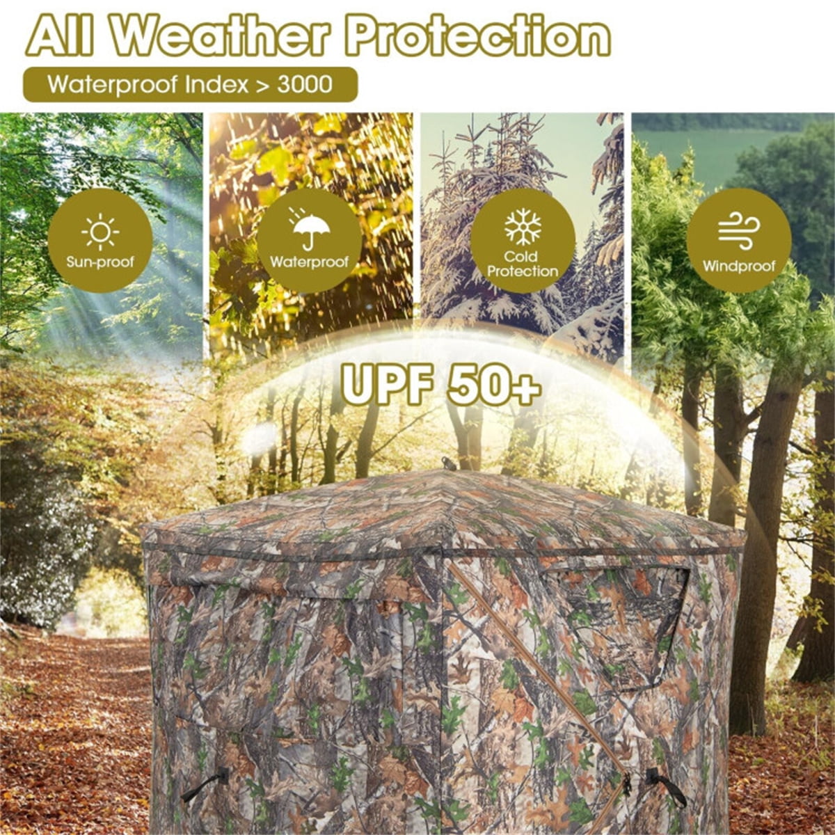 Pop-up Stealth Hunting Blind, 150D Flame-Retardant Blackout UV50+ Waterproof, Fiberglass Frame