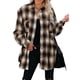 thumbnail image 1 of Camisa A Cuadros Para Mujer, Puños Con Botones Que No Dañan La Piel, Camisa A Cuadros Suelta De Manga Larga, Lavable A Máquina, Informal, Con Bolsillos En El Pecho Para Uso ANGGREK Marrón L, 1 of 6