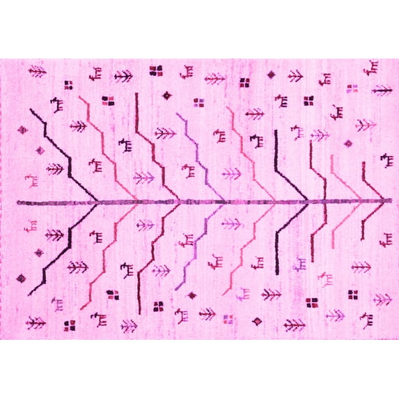 Ahgly Company Indoor Rectangle Solid Pink Modern Area Rugs, 2' x 5'
